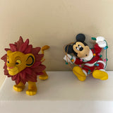 a** Vintage Grolier Disney SIMBA & MICKEY Ornaments Christmas Magic 26231 133/101 DCO in Box