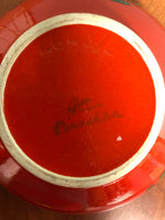 Vintage Rare German POTTERY Piroschka Gallo Villeroy & Boch Glazed Pottery Green Red Serving Bowl 1972 Retired