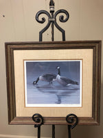 <€€ Vintage Framed James Wantulok “Geese in Pond” Signed Numbered Watercolor