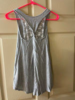 Womens Juniors JUST GINGER Small Gray w/ Lace Hi Low Razorback Top