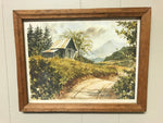 € Vintage Rustic 1980 Framed Country Road Shed Signed Watercolor Print