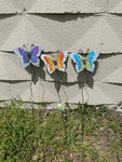 NEW Set/3 Tin Metal  Butterflies Garden Decor Purple Orange Blue