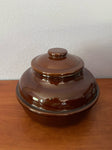 a** Brown Crock Bean Pot With Lid Pottery Stoneware