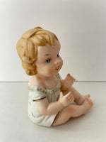 Vintage Bisque Porcelain  KPM Germany Blonde Baby Girl Figurine Sitting Position Retired