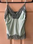 MODA Intl Nylon Lace Trim Camisole Lingerie Sleepware Green Small