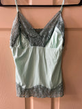 MODA Intl Nylon Lace Trim Camisole Lingerie Sleepware Green Small