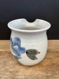 ~€ Vintage Cindy Angliss Pottery Handmade Creamer Pitcher Blue Flowers 3.75” H Country Farmhouse