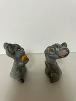 Vintage Pair of Ceramic Grey Mice Mouse Figurines