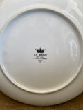 € Set/6 9” Salad Dessert Luncheon Plates White Gold Metallic Rim by St Regis #102 Japan