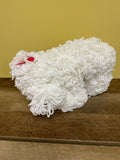 € Vintage White Yarn Poodle Dog Handcrafted Red Bows