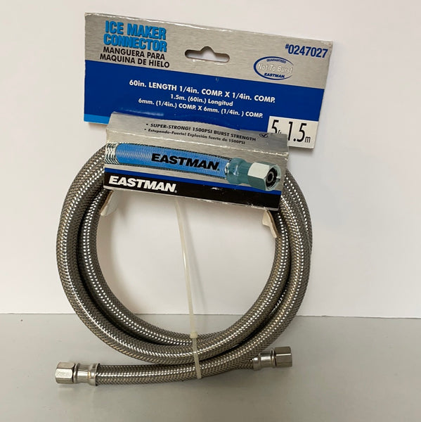 New Eastman Ice Maker Connector Hose 60” Braided Stainless Steel #0247027 Sealed