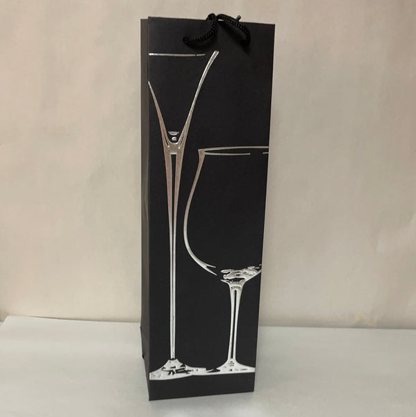a** Silver Foil Toasting Glasses Wine Bottle Gift Bag Wedding Birthday Gift Party