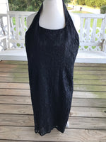 Womens Sz 4 Petite LIZ CLAIBORNE Black Dress Lace Halter