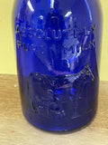 ~€ Vintage THATCHERS DAIRY Cobalt Blue Glass Quart Milk Bottle Crownford China 1965 Italy