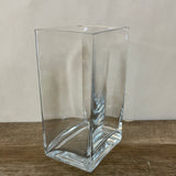 a** Clear Block Rectangle  7.25” Vase Vessel Candle Holder