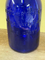 ~€ Vintage THATCHERS DAIRY Cobalt Blue Glass Quart Milk Bottle Crownford China 1965 Italy