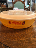 a* Vintage MCM Coca Cola Divided Chip Snack Dip Serving Bowl with Lids Yellow Packerware