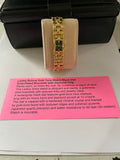 *Ladies BULOVA Gold Tone Watch with Black Dial on Gold Plated Bracelete with Diamond Chip Model 97S86