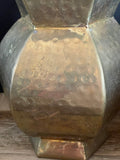 a** Hammered Brass 10.25” Brass Vase Flower Pot Hexagon