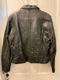 Womens Large Black Leather Motorcycle Riding Jacket by Unik Leather Apparel