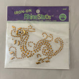 a* New RHINESTUDS Iron On Applique Gold Dragon Craft