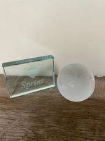€ Vintage Set/2 Sprint Employee Paperweights “The Most” World Globe