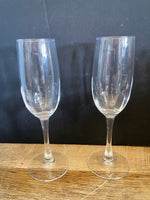 a** Set/4 Crystal Clear Fine Lined 8” Stemmed Toasting Champagne Flutes Glasses