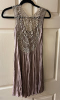 Womens Juniors JUST GINGER Brown Tank Dress w/ Gold Lace Back Small