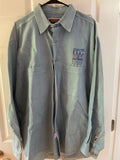 Mens Large Blue Button Down Workshirt SixShooter Lake Tenkiller Oklahoma By Gyrk Sportwear