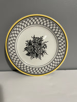 <€€ Pair/Set of 2 Tabletops Unlimited Sheffield Salad Dessert Plate Floral 8” Yellow Black White