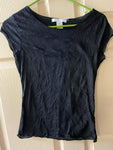 Womens Juniors CHARLOTTE RUSSE Medium Black Short Sleeve Top Semi Sheer Crinkle