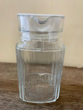a** Vintage Small Clear Ribbed Glass Handled 6” Carafe Pitcher Creamer Lid Chipped