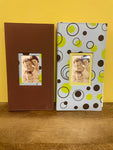 a** Pair/Set of 2 Photo Albums Brown & Blue Circle Design 40 Sleeves 3-4x6 photo Side Load Sheets