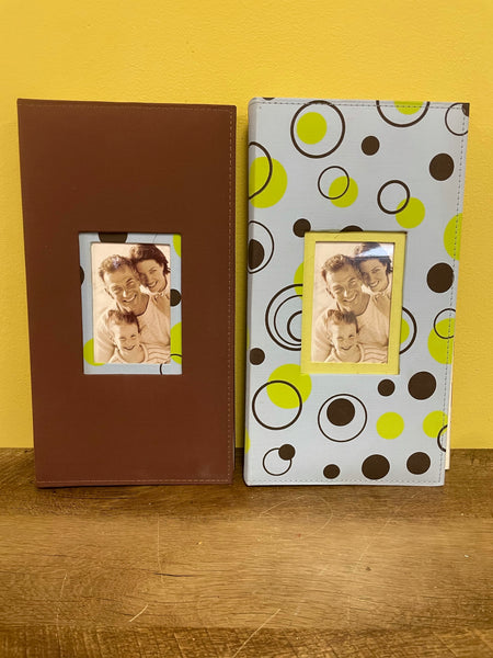 Pair/Set of 2 Photo Albums Brown & Blue Circle Design 40 Sleeves 3-4x6 photo Side Load Sheets