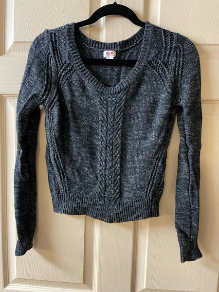€ Womens Medium MOSSIMO Gray Sweater Cable Knit Long Sleeve Cropped