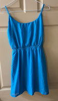 Womens Juniors DEREK HEART Turquoise Sleeveless Sun Dress Medium Open Back