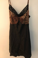 Womens Small/Medium GILLIGAN & O’MALLEY Black Leopard Chemise Gown & Robe