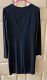 Womens Sz 10 CALVIN KLEIN Classic Black Long Sleeve Dress Pleated Side Zipper Lined
