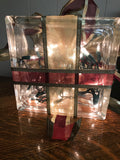 Lighted Glass Block Christmas Mantle Tabletop Centerpiece Decoration 7.75” W x 7.75” L x3" H