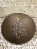 Vintage Painted Wood Christmas Tree Bowl