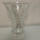 (L) <€€ Heavy Crystal Clear 6.5” Flower VASE Diamond Cut Etched Decor