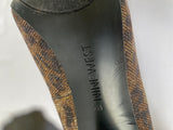 Womens Nine West Black & Gold Shimmer Peep Toe High Heel Platform Pumps Size 7M Sexy