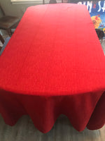 Deep Red Heavy Linen Sheen Table Cloth Cover 103” Rectangle Christmas Holiday