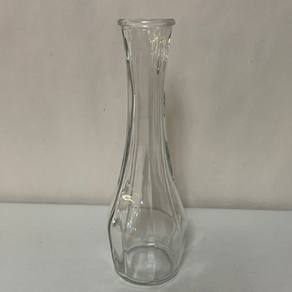 a** Clear Glass 9.25” Bud Vase Ribbed Design Decor