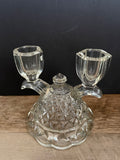 € Beautiful Vintage Dual Arm Taper Glass Taper 4.5” H Candle Holder Pair/Set of 2