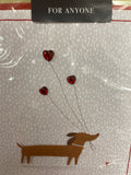 *New Valentine Card FETCHING VALENTINE WISHES w/ Envelope in Plastic Seal 2022 Paper Thread Dog Dachshund