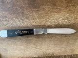 a* Vintage Folding Stainless Pocket Knife 4” Blade, Chinese Asian Pakistan writing on Black handle