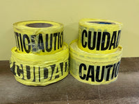 4 Rolls Yellow Caution Cuidado Tape 3.5” W & 3” W English & Spanish