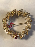 Vintage Set/3 Wreath Bow Lapel Pin Pendant Brooch