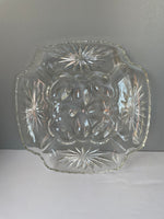 <€€ Vintage Deviled Egg Divided Relish Glass Serving Tray  Starburst Ruffled Edge Anchor Hocking